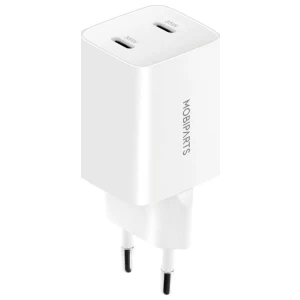Mobiparts GaN Wall Charger | Dual USB-C Oplader 35W | Wit