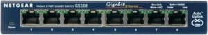 Netgear GS108GE | Unmanaged Switch | 8 Poorten | Gigabit Ethernet (10/100/1000 Mbps) | Plug-and-Play | Metalen Behuizing