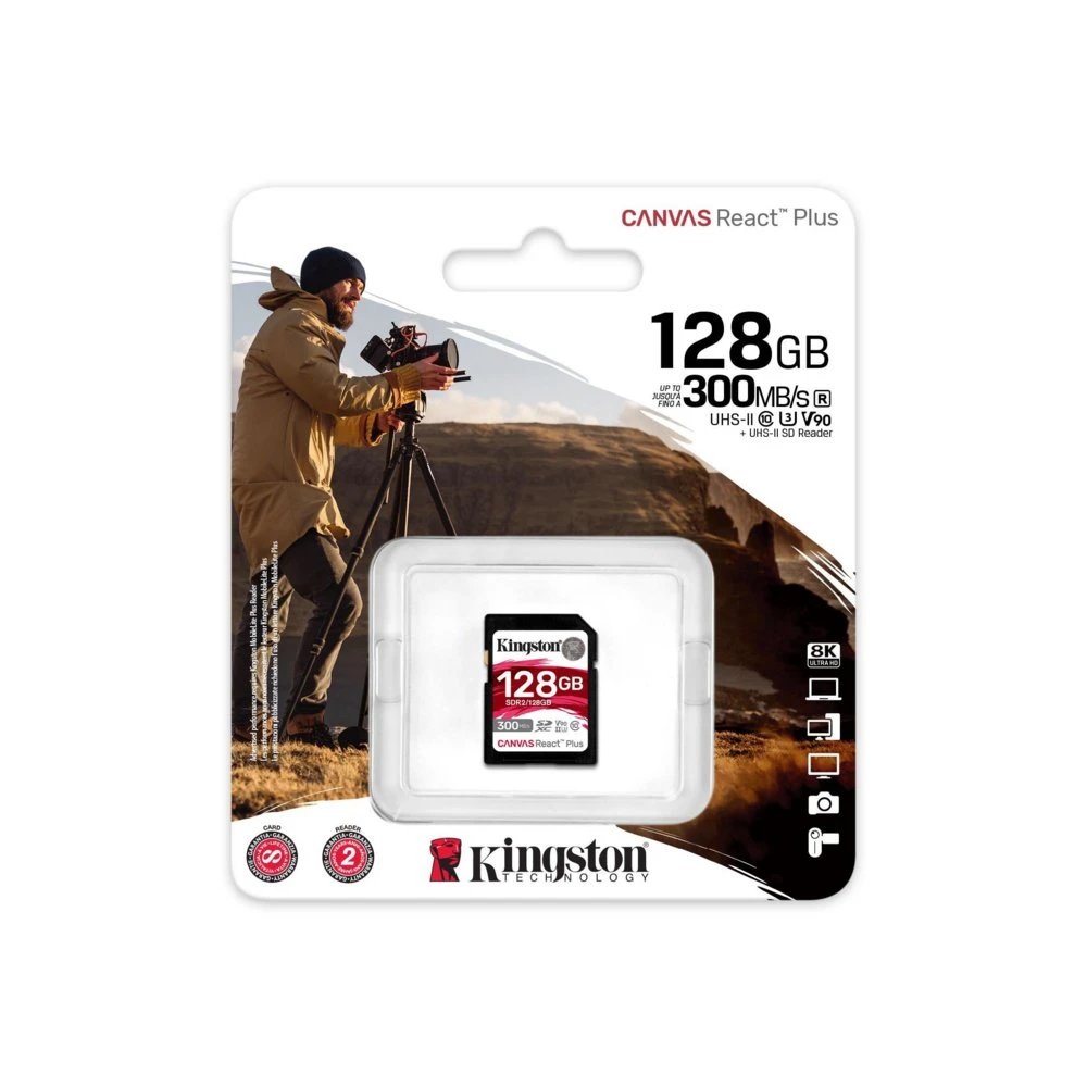 Kingston Canvas React Plus | SDXC | 128GB | Class 10 | UHS-II U3 | V90 - Afbeelding 3