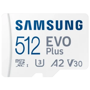 Samsung EVO Plus | MicroSDXC | 512GB | Class 10 | UHS-I U3 | V30 | A2 | Tot 160MB/s | Inclusief adapter
