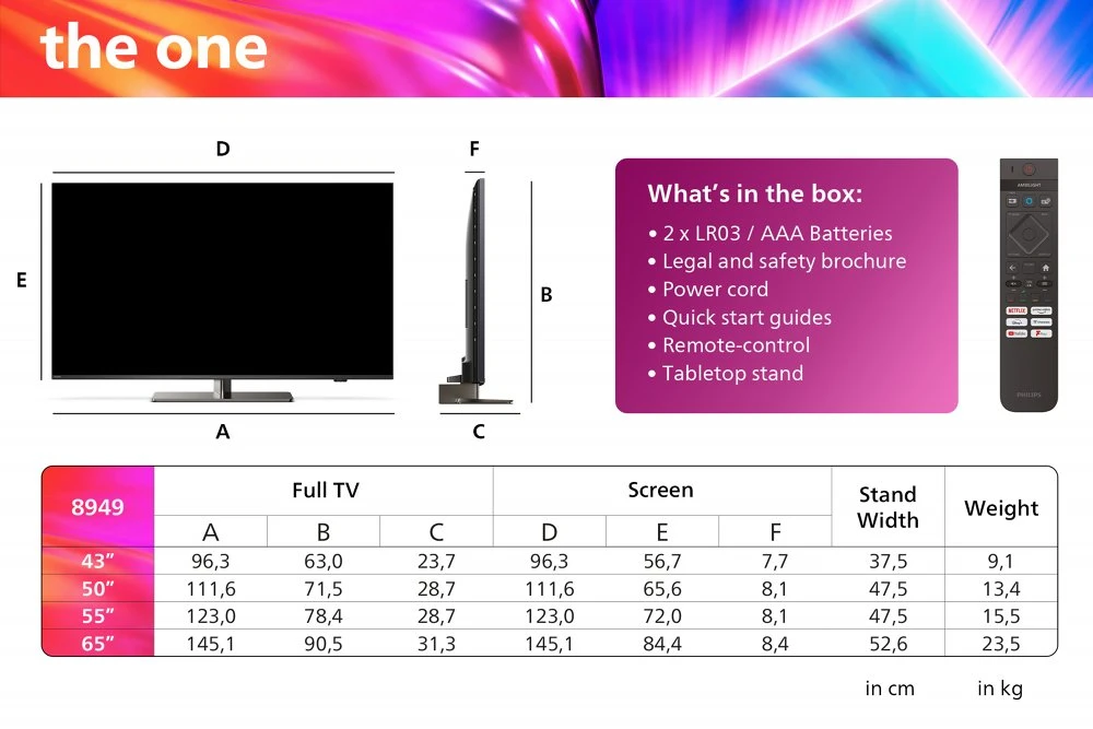 Philips The One 65PUS8949/12 | 65'' Ultra HD 4K | LED Smart TV | Wifi | Titan OS | HDR10+ | 144Hz - Afbeelding 4