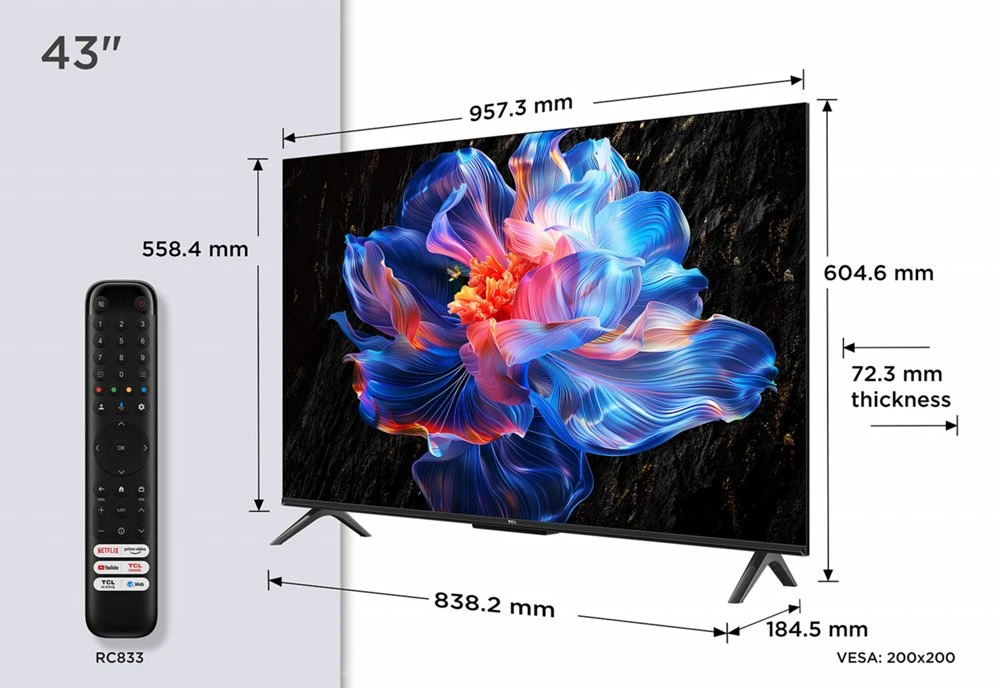 TCL 43V6C | 43" 4K Ultra HD DLED Smart TV | Google TV | Dolby Vision | 60Hz | HDMI 2.1 - Afbeelding 11