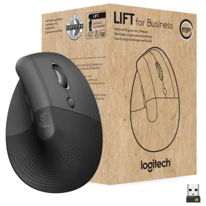 Logitech Lift for Business | Ergonomische Draadloze Muis | Rechtshandig | RF + Bluetooth | 4000 DPI | Grafiet