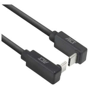 ACT AC7476 | USB 3.2 Gen 2 Kabel | USB-C (haaks boven/beneden) naar USB-C (haaks boven/beneden) | 60W | 10Gbps | 0,5m | Zwart