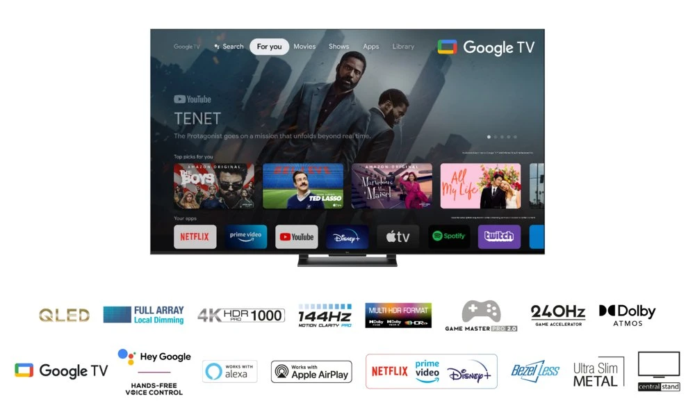 TCL 55C749 | 55'' Ultra HD 4K | QLED Smart TV | Wifi | Google TV | Local Dimming | Dolby Vision | 144Hz - Afbeelding 3