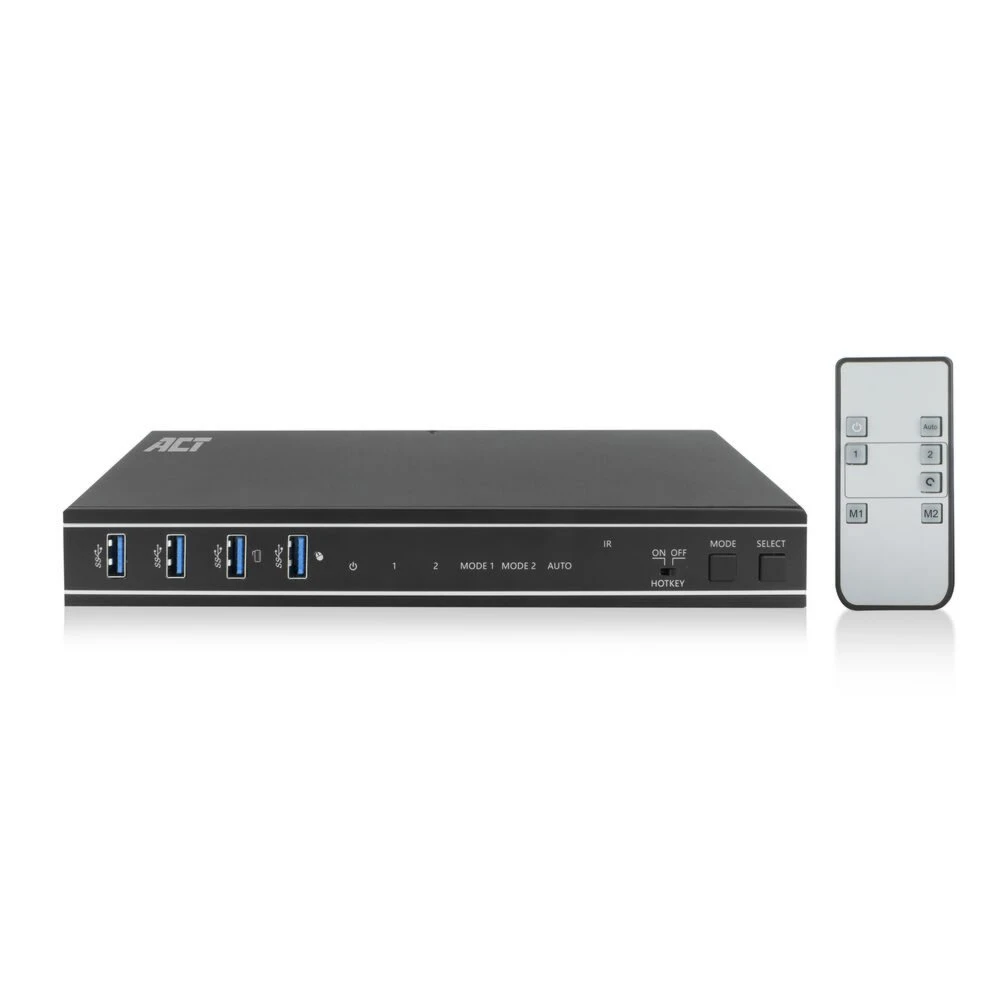 ACT AC7914 | KVM-Switch | 2-Poorts Dual HDMI | 4K@60Hz | USB 3.2 Gen1 | RS-232 | Zwart - Afbeelding 2
