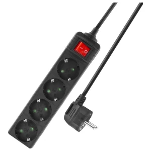 ACT Stekkerdoos | 4 Stopcontacten | 2 m | Met Schakelaar | Zwart