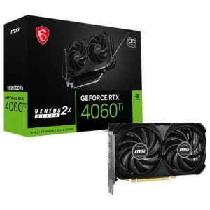 MSI GeForce RTX 4060 Ti VENTUS 2X BLACK E1 OC | 8GB GDDR6 VRAM | Videokaart | GPU | Nvidia