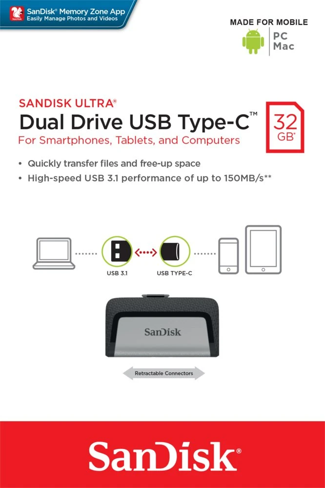 Sandisk Ultra Dual Drive | 32GB USB-C 3.2 & USB-A 3.2 Flash Drive | Zilver - Afbeelding 10