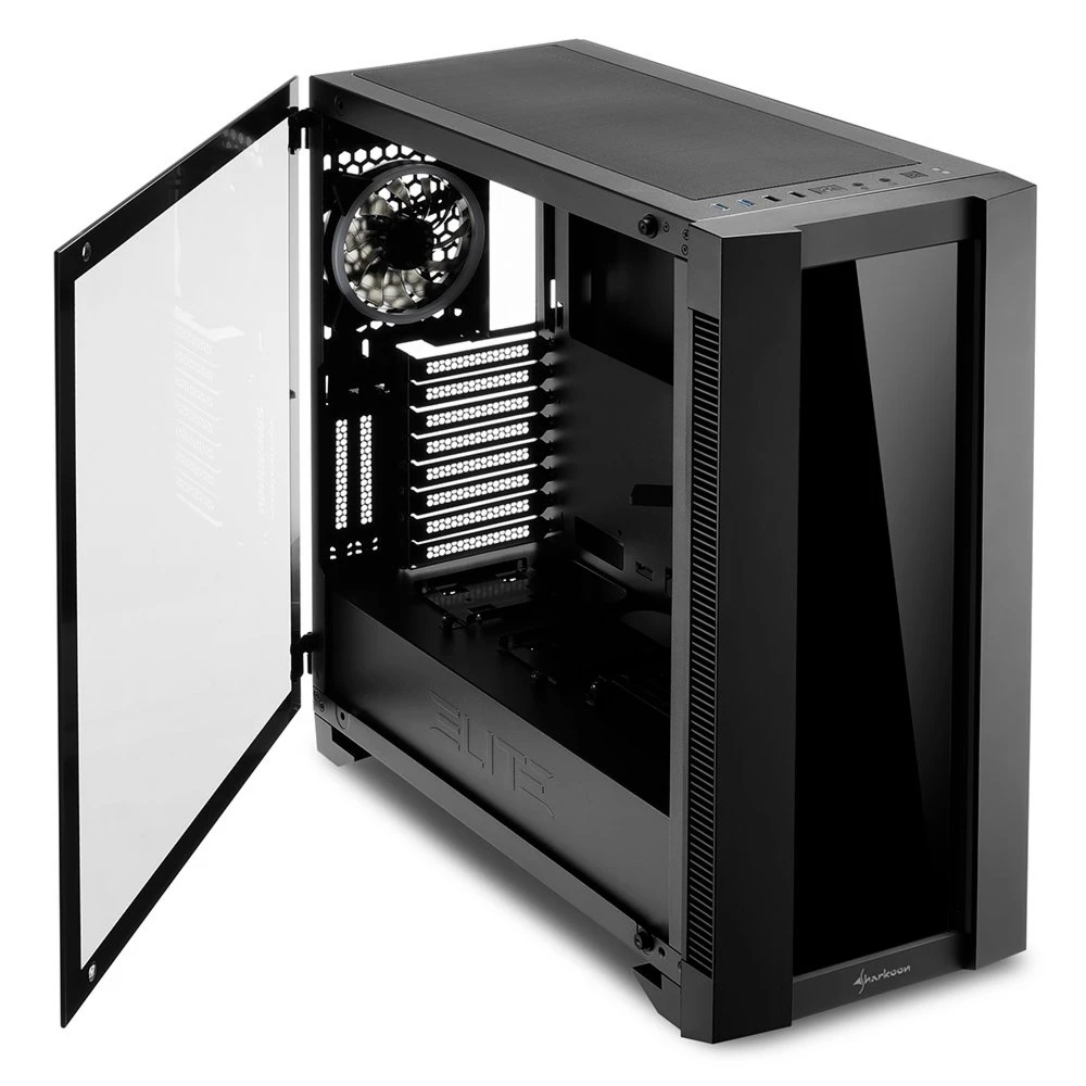 Sharkoon ELITE SHARK CA200G | Midi Tower Behuizing | Zwart - Afbeelding 8