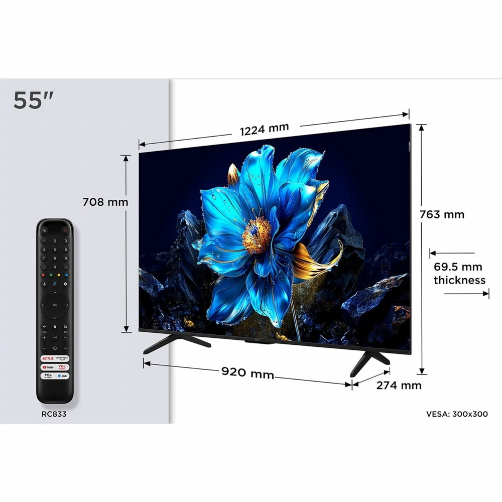TCL 55T69C | 55'' Ultra HD 4K | QLED Smart TV | Google TV | Dolby Vision | HDMI 2.1 | 60Hz - Afbeelding 2