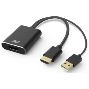 ACT AC7536 | HDMI + USB naar DisplayPort Adapterkabel | 0,24 m | Zwart