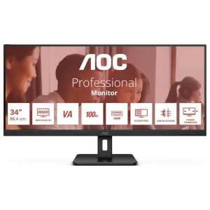AOC U34E2M 34" | UWQHD 3440x1440 | VA | 100Hz | 4ms | Ultrawide Monitor | Zwart