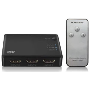 ACT AC7845 HDMI Switch | 3 Ingangen | 1 Uitgang | 4K @ 30Hz | Inclusief Afstandsbediening