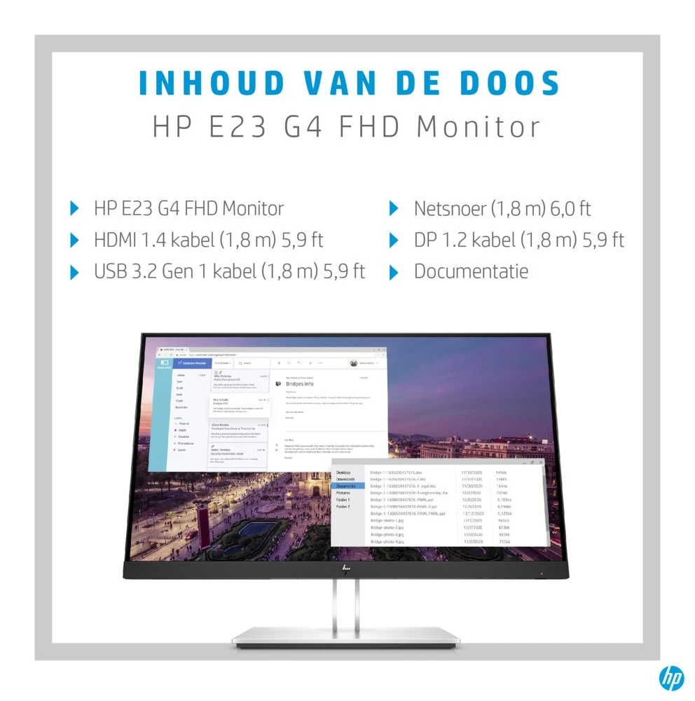 HP E-Series E23 G4 23" | 1920x1080 IPS | 60Hz | Monitor - Afbeelding 8