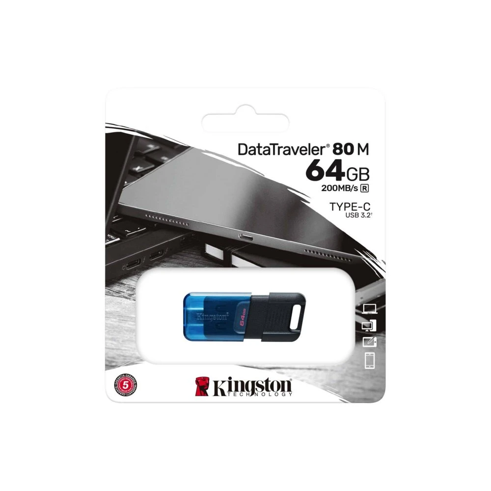 Kingston DataTraveler 80 | 64GB USB-C 3.2 Flash Drive | Zwart - Afbeelding 3