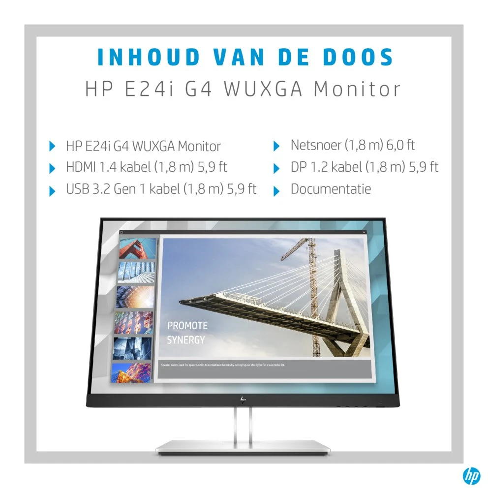 HP E24i G4 24" | 1920x1200 WUXGA IPS | 60Hz | 5ms | 99% sRGB | USB Hub | Ergonomisch Verstelbaar | Monitor - Afbeelding 8
