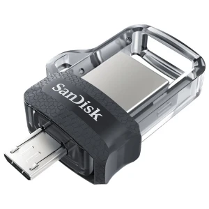 SanDisk Ultra Dual m3.0 | 32GB USB Flash Drive | USB Type-A / Micro-USB 3.2 Gen 1 (3.1 Gen 1) | Zwart, Zilver, Transparant
