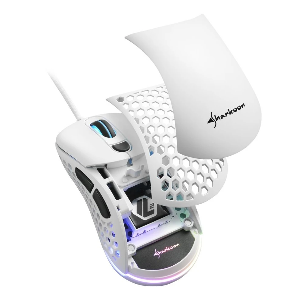 Sharkoon Light² 200 | Bekabelde Gaming Muis | Links- en Rechtshandig | USB-A | 16000 DPI | Wit - Afbeelding 3