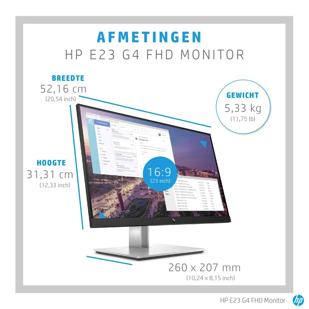 HP E-Series E23 G4 23" | 1920x1080 IPS | 60Hz | Monitor - Afbeelding 7