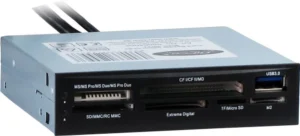 Inter-Tech CI-01 | Interne geheugenkaartlezer | USB 3.2 Gen 1 (5 Gbps) | 3.5" bay | Ondersteunt CF, SD, microSD, MS, xD | Zwart