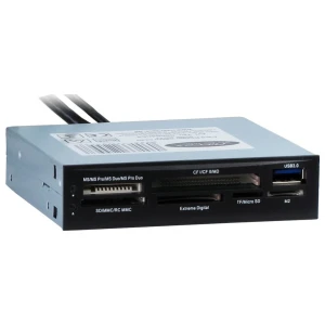 Inter-Tech CI-01 | Interne geheugenkaartlezer | USB 3.2 Gen 1 (5 Gbps) | 3.5" bay | Ondersteunt CF, SD, microSD, MS, xD | Zwart