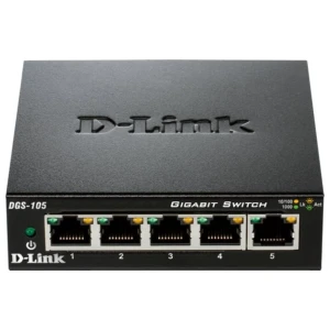 D-Link DGS-105 | Unmanaged Switch | 5 Poorten | Gigabit Ethernet (10/100/1000 Mbps) | Zwart