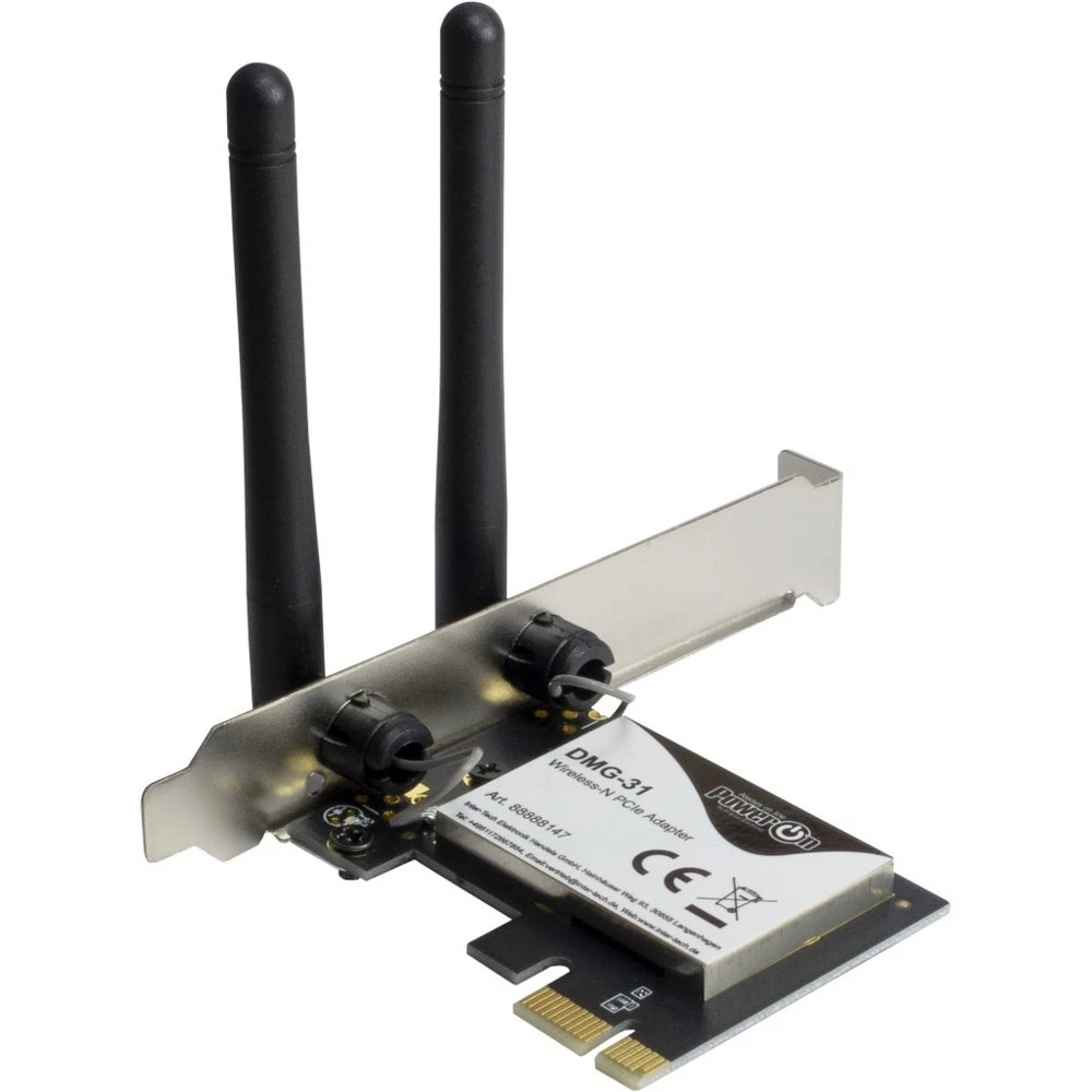 Inter-Tech DMG-31 | Interne WLAN-adapter | PCIe x1 | Wi-Fi 4 (802.11n) | 300 Mbps | 2x 3dBi antennes - Afbeelding 4