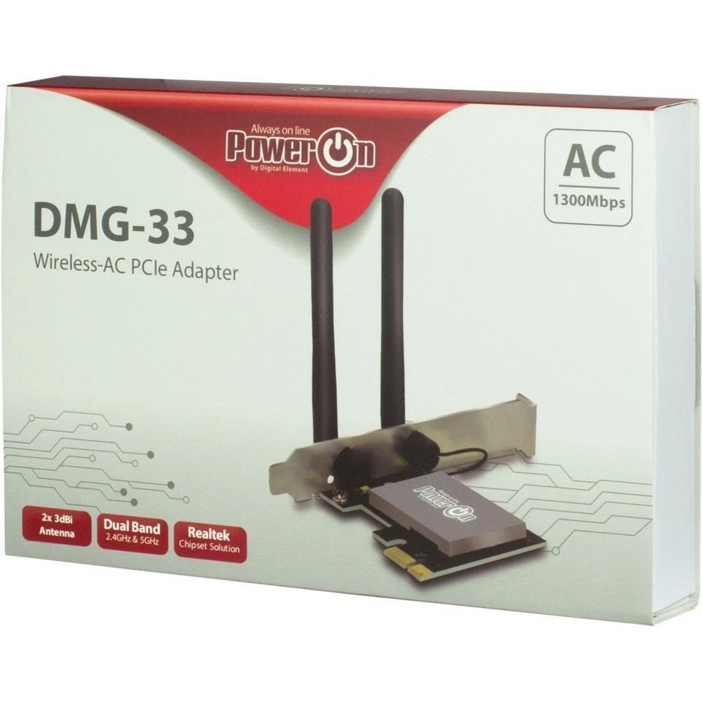 Inter-Tech DMG-33 | Wi-Fi 5 PCIe Adapter | Dual-band (2,4 GHz / 5 GHz) | 1300 Mbps | PCIe x1 - Afbeelding 3