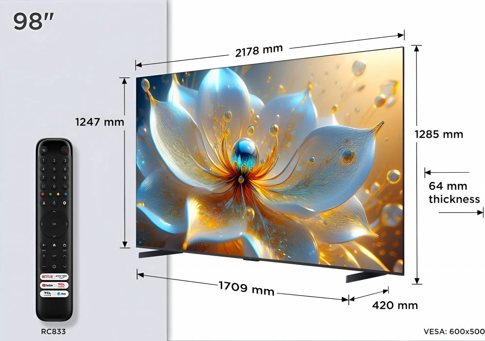 TCL 98T8C | 98” 4K QLED | 144Hz Motion | Dolby Vision & Dolby Atmos | Google TV & WiFi (2025) | OPEN BOX - Afbeelding 7