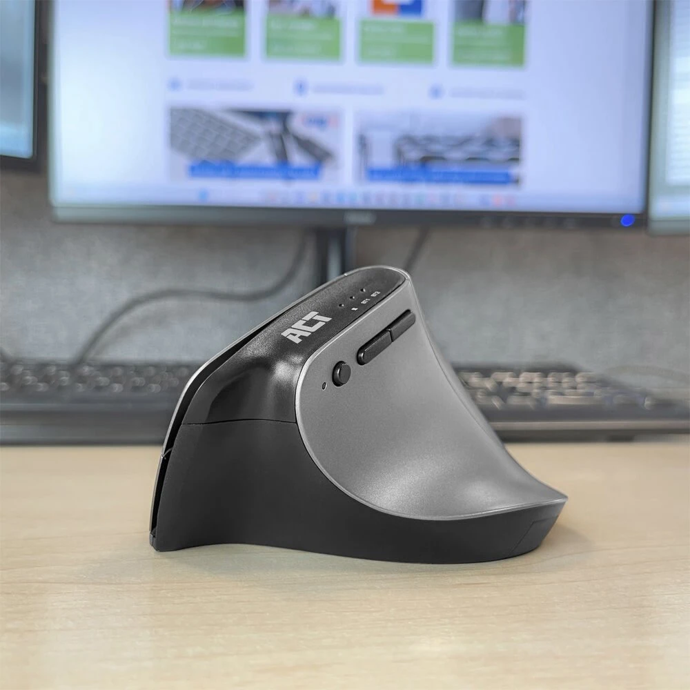ACT AC5155 | Ergonomische Draadloze Muis | RF-Draadloos + Bluetooth | USB-A en USB-C Receiver | 2400 DPI | Zilver/Zwart - Afbeelding 2
