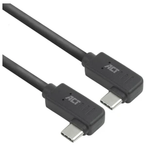 ACT AC7486 | USB 3.2 Gen 2 Kabel | USB-C (haaks links/rechts) naar USB-C (haaks links/rechts) | 60W | 10Gbps | 0,5m | Zwart