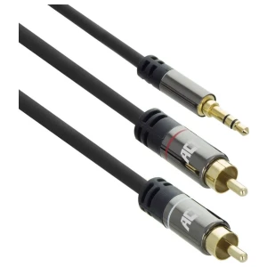 ACT AC3605 | 3.5mm naar 2x RCA Audiokabel | 1,5 Meter | Stereo | Zwart