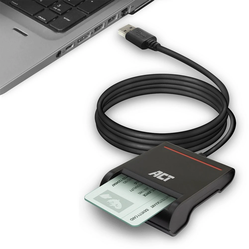 ACT AC6015 USB Smartcard eID Kaartlezer – Zwart | USB 2.0 | Geschikt voor Windows & macOS