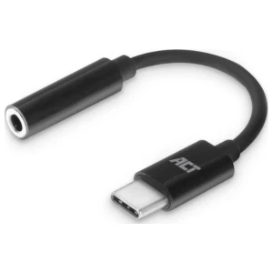 ACT AC7380 | 3.5mm naar USB Type-C | 0,11 Meter | Audiokabel Tussenstuk | Zwart