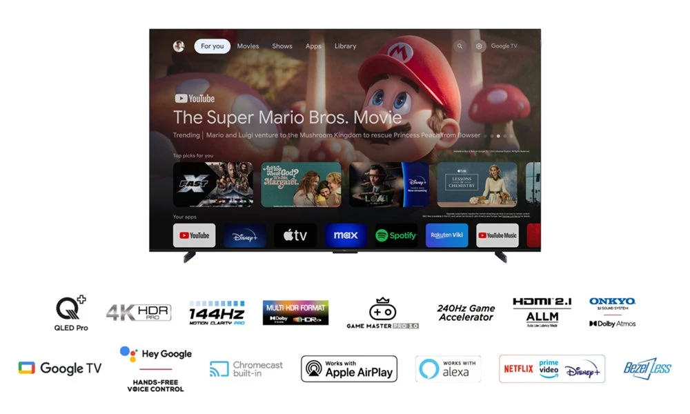 TCL C69 98C69B | 98'' Ultra HD 4K | QLED Smart TV | Wifi | Google TV | Dolby Vision | 60Hz - Afbeelding 4