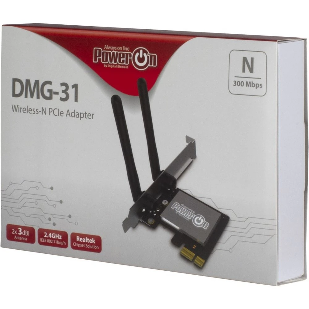 Inter-Tech DMG-31 | Interne WLAN-adapter | PCIe x1 | Wi-Fi 4 (802.11n) | 300 Mbps | 2x 3dBi antennes - Afbeelding 3