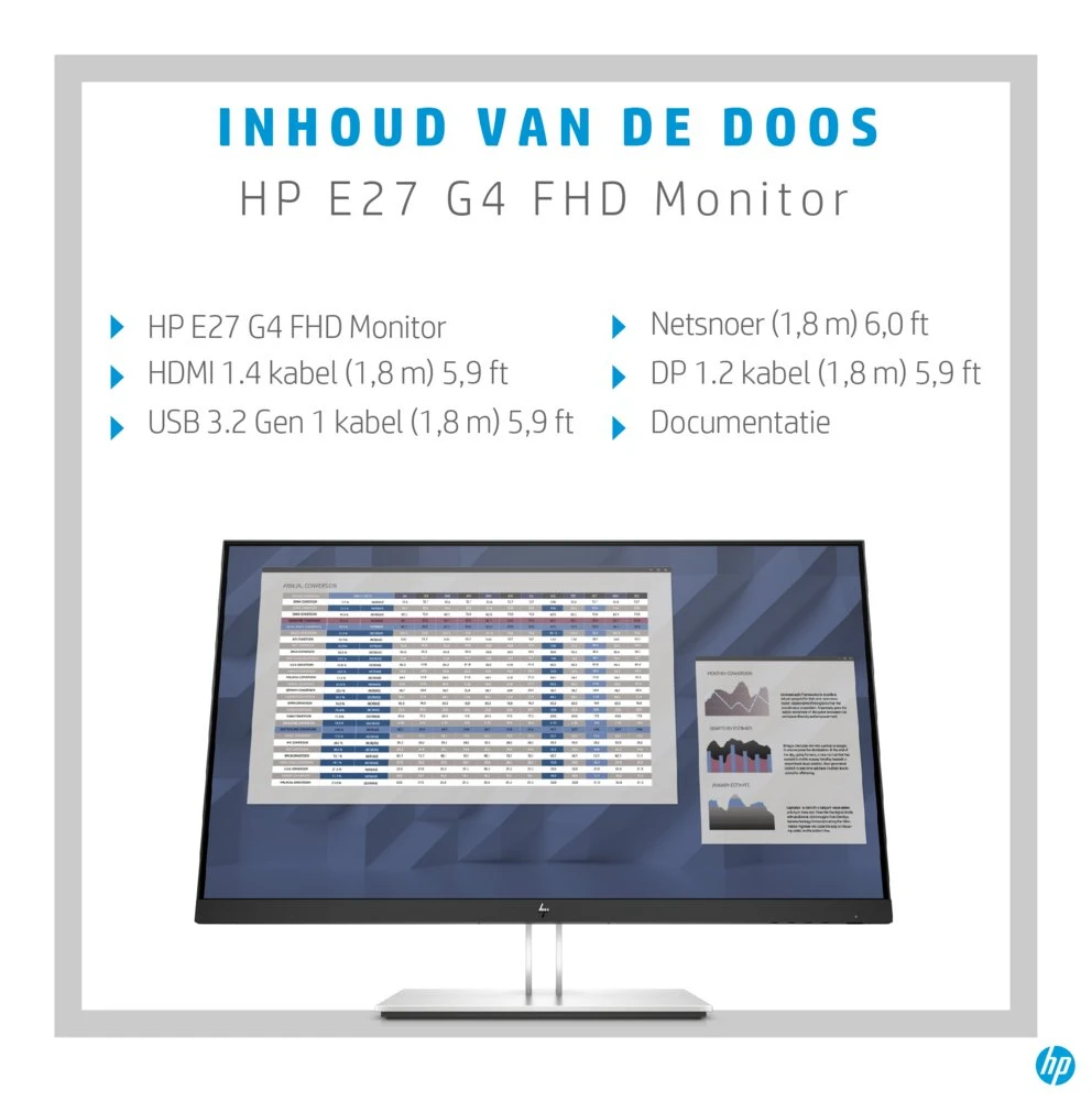 HP E-Series E27 G4 27" | 1920x1080 IPS | 60Hz | Full HD Monitor | Zwart - Afbeelding 13