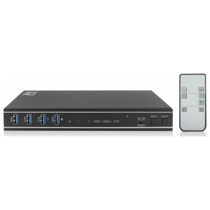 ACT AC7914 | KVM-Switch | 2-Poorts Dual HDMI | 4K@60Hz | USB 3.2 Gen1 | RS-232 | Zwart