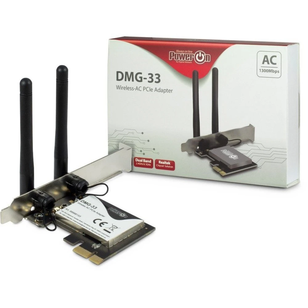 Inter-Tech DMG-33 | Wi-Fi 5 PCIe Adapter | Dual-band (2,4 GHz / 5 GHz) | 1300 Mbps | PCIe x1