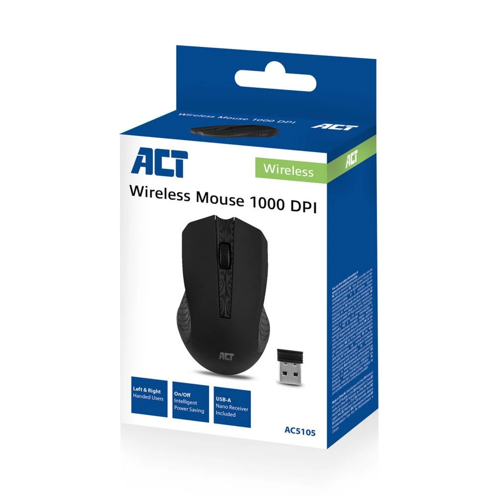 ACT AC5105 | Draadloze Muis | Links- en Rechtshandig | RF | 1000 DPI | Zwart - Afbeelding 5
