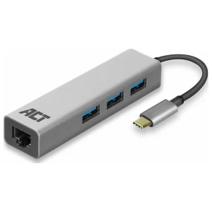 ACT AC7055 | 3-Poorts USB-C 3.2 (USB 3.0) Hub | Gigabit Ethernet Poort