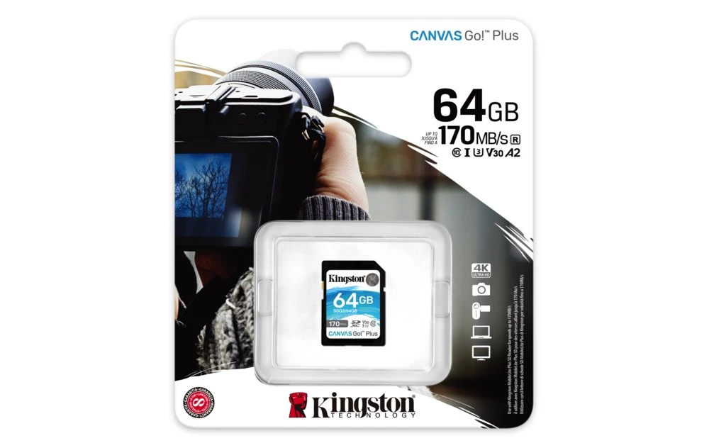 Kingston Canvas Go! Plus SD-kaart | 64GB | UHS-I Klasse 10 - Afbeelding 3
