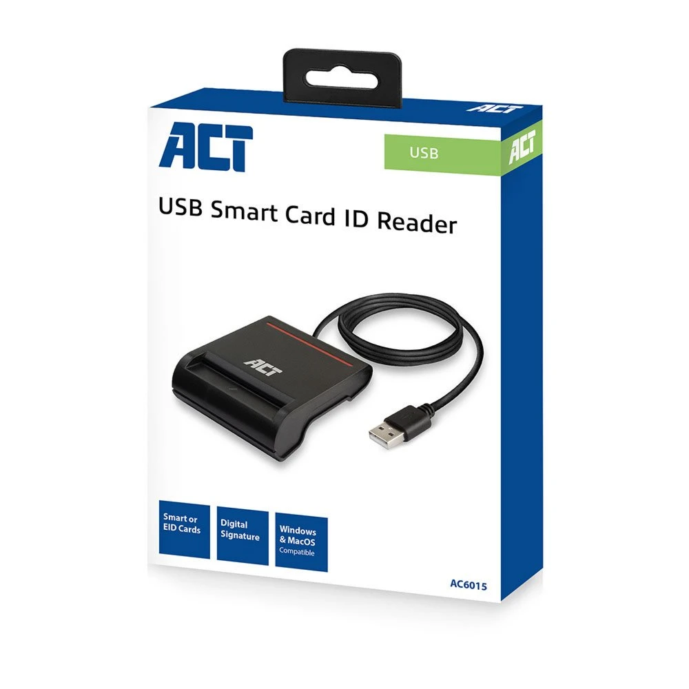 ACT AC6015 USB Smartcard eID Kaartlezer – Zwart | USB 2.0 | Geschikt voor Windows & macOS - Afbeelding 5