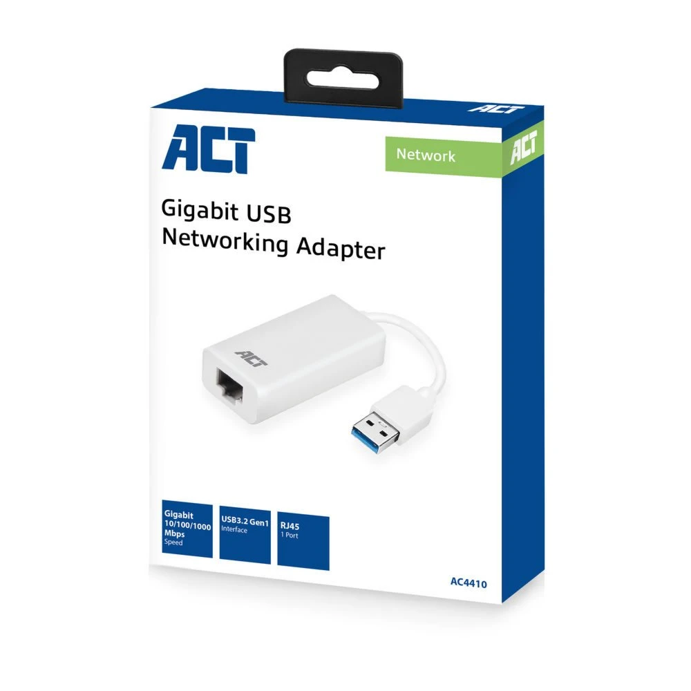 ACT AC4410 | USB 3.2 Gen1 Gigabit Ethernet Adapter | 1000 Mbps | Wit - Afbeelding 3