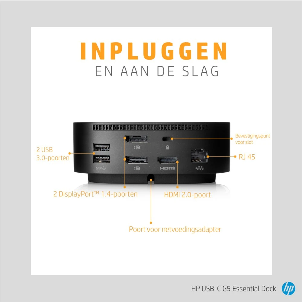 HP G5 Essential Dock | Docking Station | USB-C | Zwart - Afbeelding 11