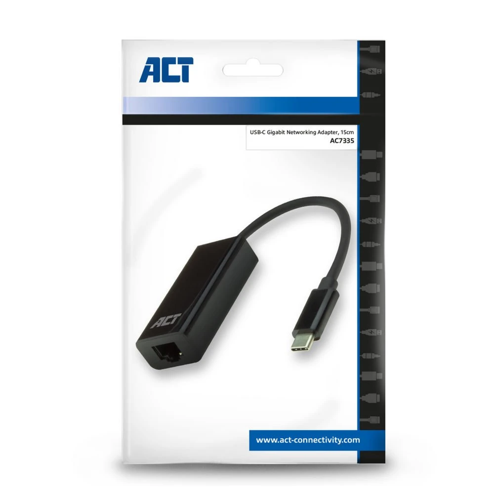 ACT AC7335 | USB-C naar Gigabit Ethernet Adapter | 10/100/1000 Mbps | Plug & Play - Afbeelding 2