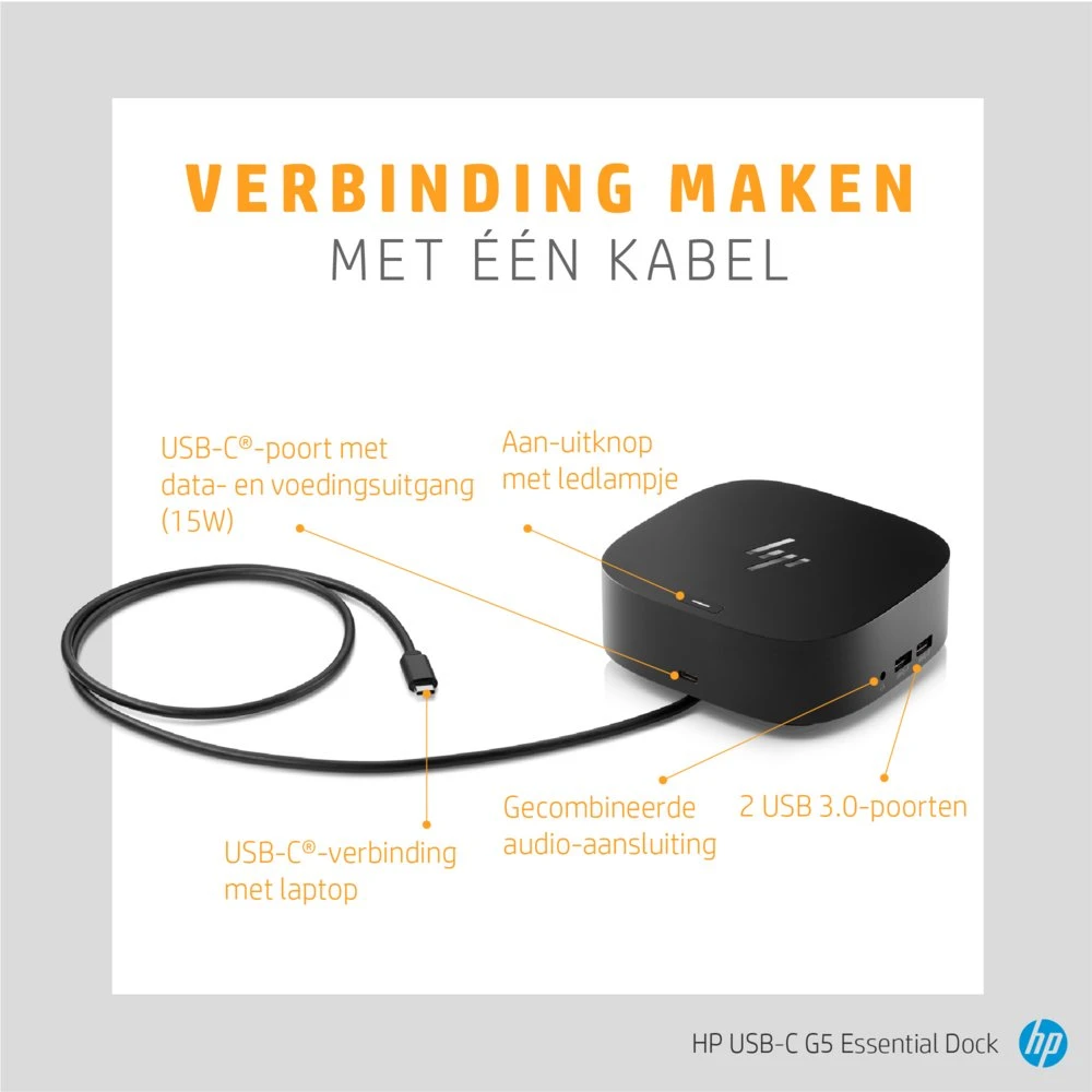 HP G5 Essential Dock | Docking Station | USB-C | Zwart - Afbeelding 12