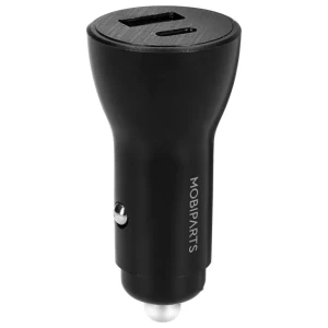 Mobiparts Car Charger | 2-Poorts USB-C & USB-A Autolader 30W PD Fast Charging | Zwart