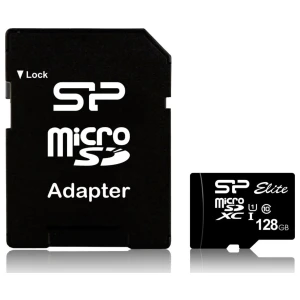 Silicon Power Elite | MicroSDXC | 128GB | Class 10 | UHS-I U1 | Tot 85MB/s | Inclusief SD-adapter | Zwart